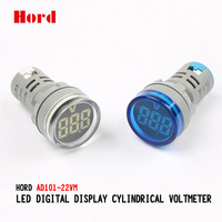 Hord Layar LED Digital Silindris Berkecerahan Tinggi dan Layar Besar, Voltmeter AC AD101-22VM 24-500V Kelas Akurasi 0.5