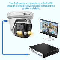 Cámara de Seguridad IP PoE 4COVR de 16MP, Lente Dual de 2x8MP, Sensor Sony de 180 Grados, Detección Facial por IA, Videovigilancia CCTV a Todo Color