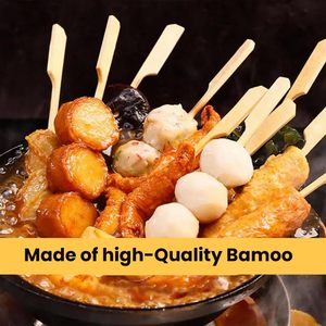 Bâtonnets plats jetables en bambou de haute qualité avec logo personnalisé, brochettes biodégradables pour fêtes - Product Image 3