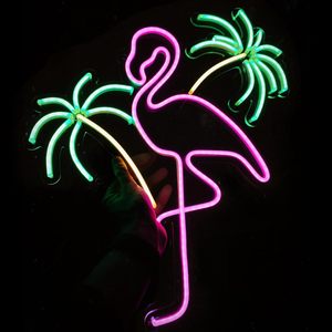 Flamant rose <span class=keywords><strong>et</strong></span> palmier <span class=keywords><strong>enseigne</strong></span> néon Led enseignes lumineuses pour décoration murale flamant rose néon - Product Image 5