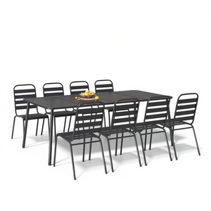 Mesa de Jardín de Acero con Recubrimiento Antracita, Muebles de Exterior de Diseño Minimalista - Product Image 1