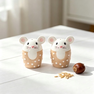 Juego de Salero y Pimentero de Cerámica con Forma de Ratón, Botella de Condimento Kawaii para Cocina, Decoración para <span class=keywords><strong>el</strong></span> Hogar, Regalo para la Inauguración de una Casa - Product Image 1