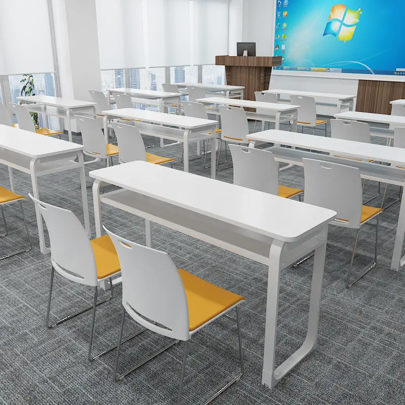 طاولة مؤتمرات للتدريب في المؤسسات التعليمية مكونة من مكاتب لطلاب المدارس الثانوية والبدائية طاولة طويلة تتسع لشخصين