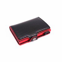 Dompet Kartu Mewah Hadiah Sempurna Penjepit Uang Fashion Serat Karbon Kulit Paduan Aluminium Penutup Tombol RFID Kartu Kredit
