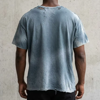 Fabrication de T-shirts personnalisés pour hommes, vintage, effet usé, coton de haute qualité, délavé au soleil, streetwear, t-shirts vierges, effet délavé à l'acide