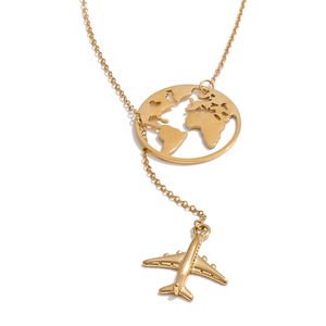 JINYOU 2214特徴的なステンレススチール防水ジュエリーアクセサリー到着ユニークなクリエイティブマップ平面ペンダントネックレス - Product Image 1