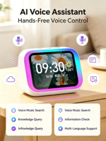 Haut-parleur intelligent de bureau AI avec écran numérique LED, WiFi, Bluetooth, commande vocale, assistant domestique, lecteur de musique, appareil intelligent