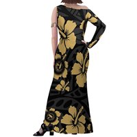 À la mode hors épaule sans manches fente robe Hibiscus fleur impression robe hawaïenne grande taille femmes vêtements pour grandes personnes