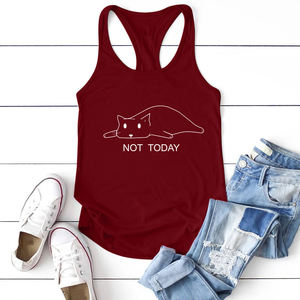 Lovely Not Today <strong>Cat</strong> Print Tank Tops Summer Fashion Graphic Sleeveless <strong>Vest</strong> Stylish Plus Size Womens Tank Tops 2021 - Product Image 3