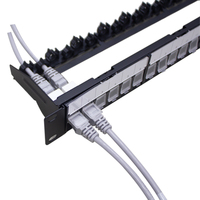 Panneaux amovibles pour panneau de brassage réseau UTP Cat6 à 24 ports avec cache-poussière et gestion des câbles réglable