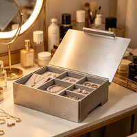 Boîte à bijoux en aluminium sur mesure, boîte de rangement en métal usinée CNC avec compartiments pour emballage cadeau personnalisé