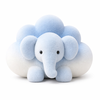 Coussin éléphant bleu ombré en forme de nuage, jouet en peluche pastel pour la décoration de la chambre de bébé, animal doux pour cadeau de naissance