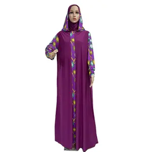 MC-1644 אבאיה דובאי טורקיה החדש ביותר צנוע קפטן הדפסת בגדים אסלאמיים אבאיה מוסלמית שמלות לנשים