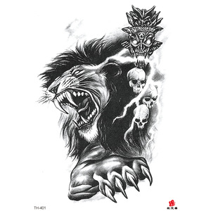 Tatuajes Temporales Negros, Pegatinas <span class=keywords><strong>de</strong></span> Tatuajes <span class=keywords><strong>de</strong></span> Lobos, Leones, Tigres y Esqueletos <span class=keywords><strong>para</strong></span> Mujeres, Hombres y Niñas, Tatuajes Impermeables - Product Image 2