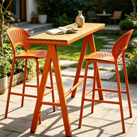 Ensemble table et chaises de bar d'extérieur en aluminium, résistant à l'eau, avec tabourets de comptoir hauts, pour café, salon de thé, terrasse, mobilier de loisirs extérieur