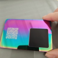 Mini Etiqueta NFC Negra Mate Tipo Tarjeta de Visita con Código QR, Acero Inoxidable, Interfaz de Comunicación RFID de 13.56MHz