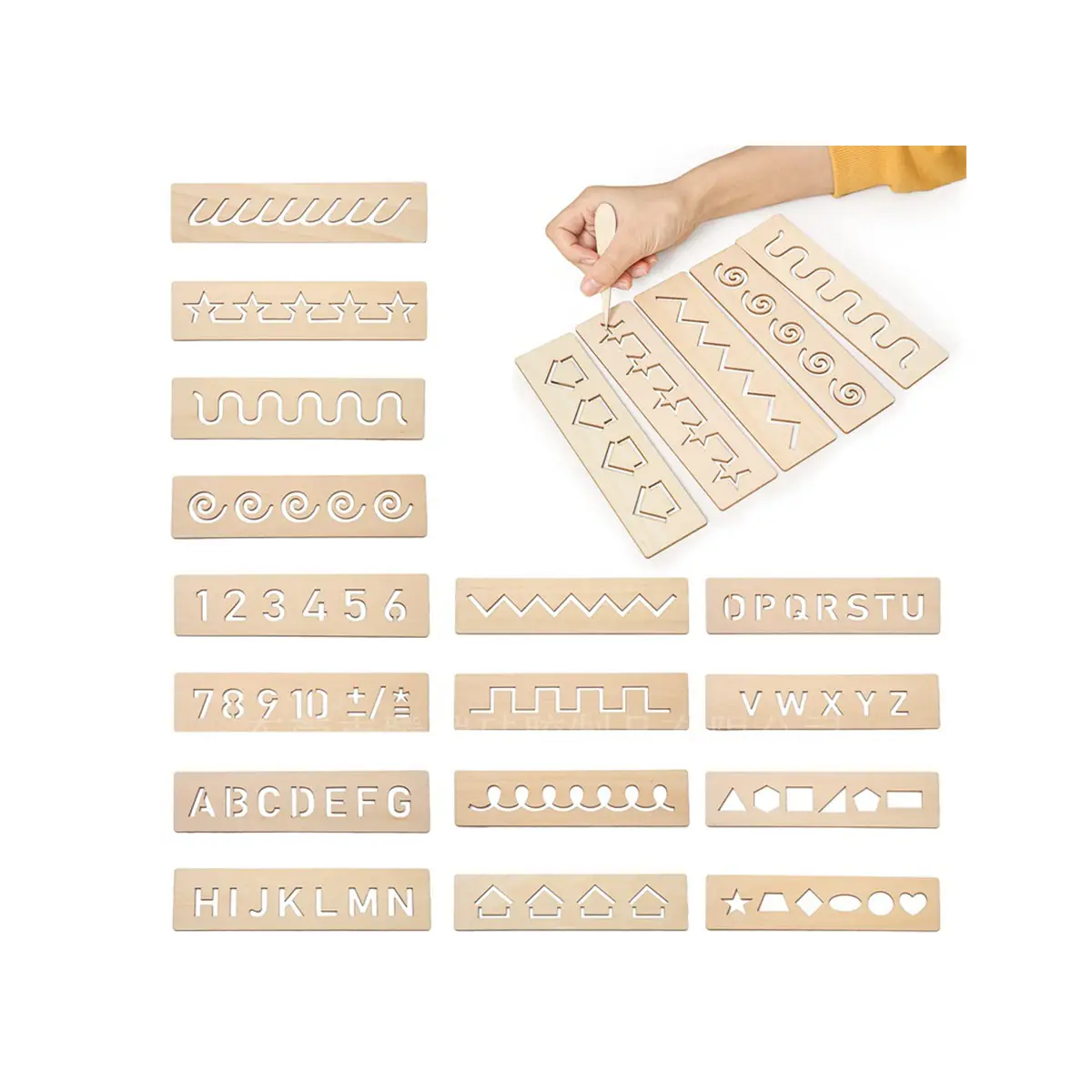 Tableau de traçage d'alphabet en bois Montessori jouet éducatif pour enfants en bois manuscrit moule en bois mots ou chiffres