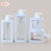 Bouteille de presse de lotion carrée en PET de 750ml, emballage de gel douche transparent de grande capacité pour shampooing en bouteille