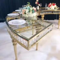 Table de réception ronde en acier inoxydable doré, demi-lune, pour mariage, événement, table ronde en forme de S, table de mariage serpentine de qualité