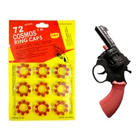 Pistolet à amorces 8 coups en plastique noir, marron et orange L 15.5 x H  10.0 cm avec 1 plaque de 9 amorces Kim'Play - B Queen Market