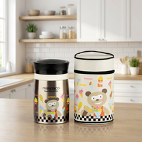 PINKAH Cartoon 890ml 30oz Thermos en acier inoxydable avec cuillère pliable, boîte à lunch sans BPA pour la rentrée scolaire