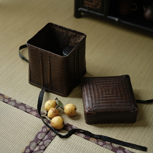 Caja de té de bambú tejida a mano de estilo japonés, cesta de almacenamiento para utensilios de té, caja de té portátil para sala de té en casa, taza y - Product Image 2