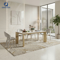Foshan fabricant vente directe de luxe personnalisé marbre roche dalle table à manger ensemble nouveau Design SS métal meubles de salle à manger