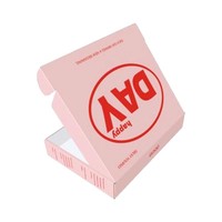 Boîte en papier rose personnalisée avec impression de police rouge, boîte pliable en carton ondulé, boîte d'emballage écologique pour cadeaux et expédition
