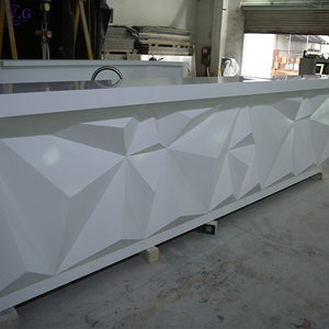 เคาน์เตอร์บาร์แช่เย็นแบบสั่งทำสีขาวรูปตัวแอลคุณภาพสูงจาก CorianS Solid Surface สำหรับร้านกาแฟทันสมัย บาร์ในบ้าน และคลับ - Product Image 5