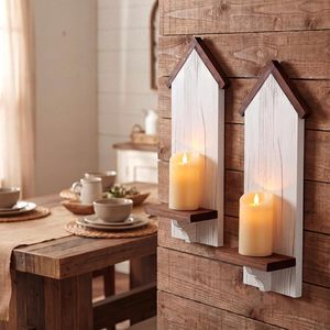 Wooden <b>Wall</b> <b>Mounted</b> <b>Shelf</b> Candle Holder Irregular Shape Living Room Decor Float Design - Product Image 2