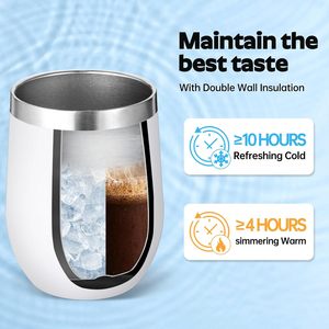 12oz Stainless Steel Classic Back School Travel Wine Tumbler Vacuum Insulated <b>Coffee</b> Cup Lid 12-24 Hours Thermal Insulation - Product Image 6