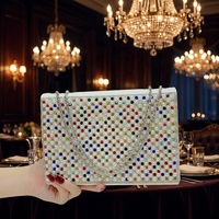 Perlenbesetzte Abendtaschen mit Kettenriemen, luxuriöse Glitzer-Handtaschen, kleine glitzernde Perlen-Clutch für Damen