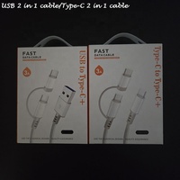 Pengiriman cepat beberapa perangkat pengisian daya kuat nilon kepangan 8 Pin USB Tipe C 2 in 1 kabel
