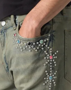 2024 חדש לשני המינים אופנה סיטונאי מעצב במצוקה מותאם אישית ג'ין גברים מכנסי כותנה כחולים ג'ינס דמעות ג'ינס מכנסי ג'ינס לגברים