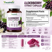 Capsules de Sureau en Vrac, Complément Alimentaire Végétalien à Base de Plantes, 60 Comprimés, Extrait en Poudre, Anthocyanine Standardisée