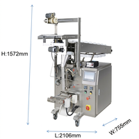 Automatische pneumatische Flüssigkeits- und Getränkeverpackungsmaschine mit Rückversiegelung und Winkelschnitt für Beutel, 220-520 mm Folienbreite, PLC-Motor, Fernbedienung