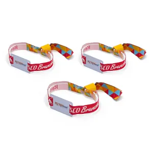 Customized Logo NFC Wristband Slider Cashless Payment Woven Ticket RFID Wristband With Pouch