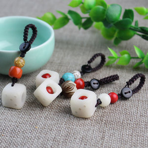 Dice <b>Keychain</b> With Red Bean Wood Portable Love Theme Gift For Valentine Birthday Couple - Product Image 1