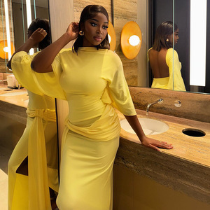 Abito Invernale <span class=keywords><strong>da</strong></span> Donna Lungo, Scollato sulla Schiena, Sexy, Plissettato, Ampio sui Fianchi, Vintage, Antistatico, alla Moda con Colletto alla Coreana, Taglia <span class=keywords><strong>XL</strong></span> - Product Image 3