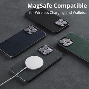 Funda magnética de cuero Alcantara de lujo italiano para teléfono móvil iPhone 15 Pro Max impermeable diseño Simple logotipo personalizado en caja - Product Image 6