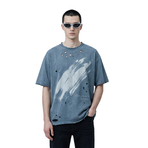 T-shirt Homme XUFEI Personnalisé Effet Vieilli Délavé à l'Acide Imprimé 220 g/m² Coton Lourd 100% Coupe Oversize Boxy - Product Image 1