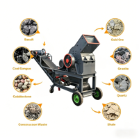 Concasseur à marteaux diesel portable 30tph PC 600x600 avec moteur AC et roulement, petit concasseur de roche mobile