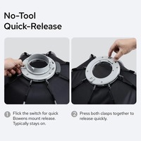 Triopo K3-65 Boîte à lumière octogonale pliable à chargement rapide de 65 cm avec grille, portable pour montage Bowens, compatible LED et flash