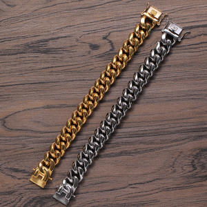 Pulsera de cadena cubana de acero inoxidable para hombre, joyería chapada en oro, 8 pulgadas, 18 mm - Product Image 3
