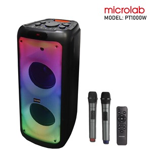 <span class=keywords><strong>Microlab</strong></span> ขับเคลื่อนลําโพงคาราโอเกะปาร์ตี้บลูทูธไร้สายกลางแจ้ง PT1000W พร้อมไมโครโฟนไร้สาย 2 ตัววูฟเฟอร์ขนาด 10 นิ้ว - Product Image 2