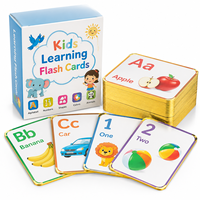 Fabricant de cartes éducatives pour enfants sur mesure, cartes flash d'apprentissage avec bord doré, impression OEM, imperméables, avec boîte en papier