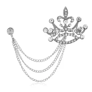 brand new men women imitative diamond crown brooches elegant jewelry breastpins with rhinestone