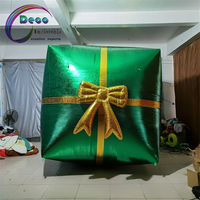 Boîte cadeau gonflable verte pour événements de Noël, fêtes, accessoires photo et décoration de vitrine