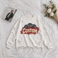 Sweat-shirt oversize à col rond effet vieilli, impression de lettres personnalisée, 100% coton épais 350-600 GSM, streetwear unisexe, OEM