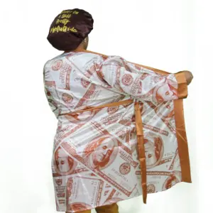 Kimono in raso con stampa floreale lunga da donna personalizzata di alta qualità che dorme abito lungo